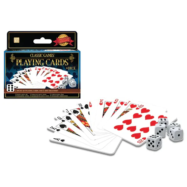 AMBASSADOR CLASSIC GAMES 2 DECKS PLAYING CARDS & 5DICE - Image 2