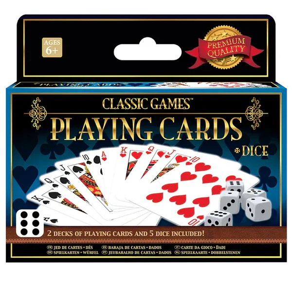AMBASSADOR CLASSIC GAMES 2 DECKS PLAYING CARDS & 5DICE - Image 3