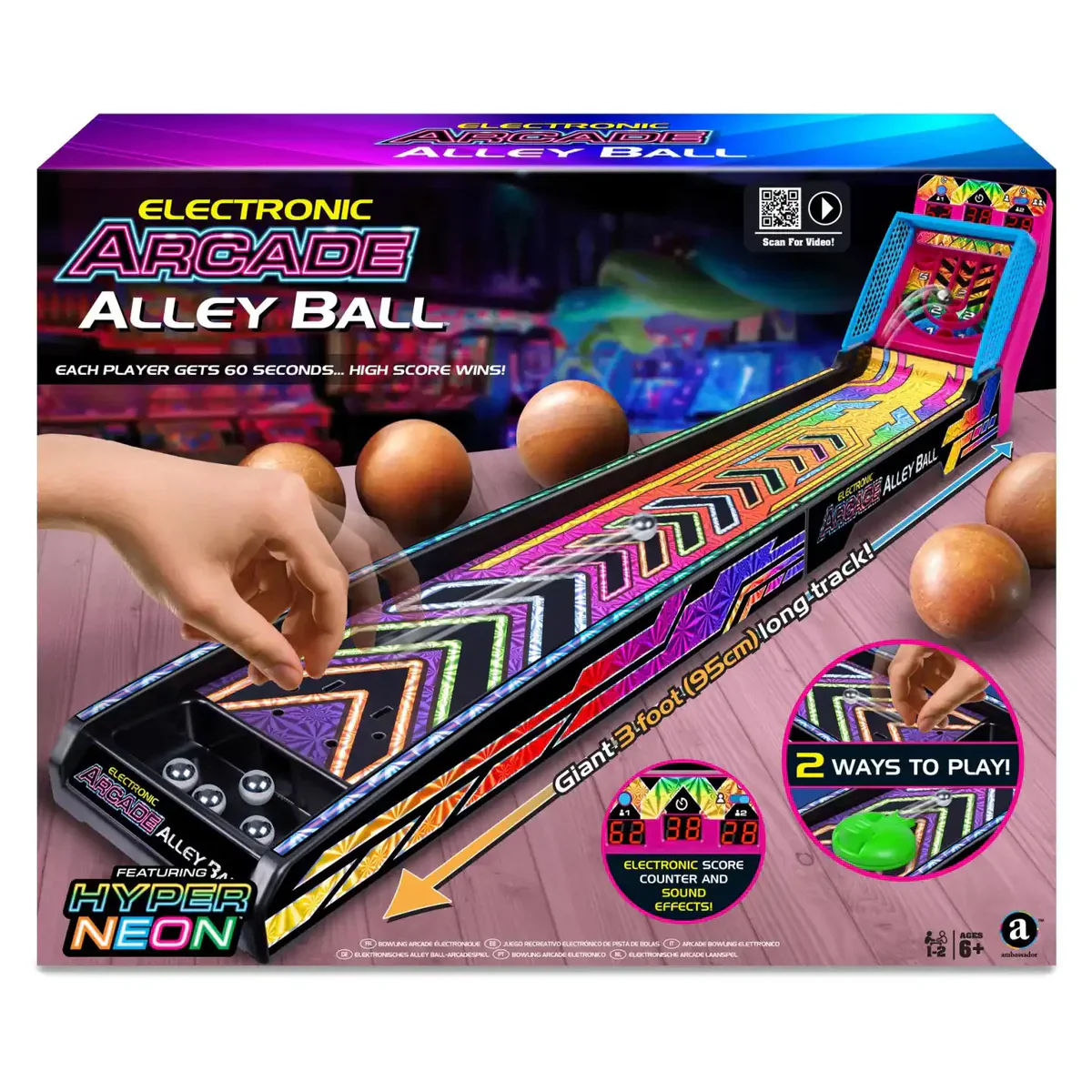 AMBASSADOR ELECTRONIC ARCADE ALLEY BALL HYPER NEON SERIES - Image 2