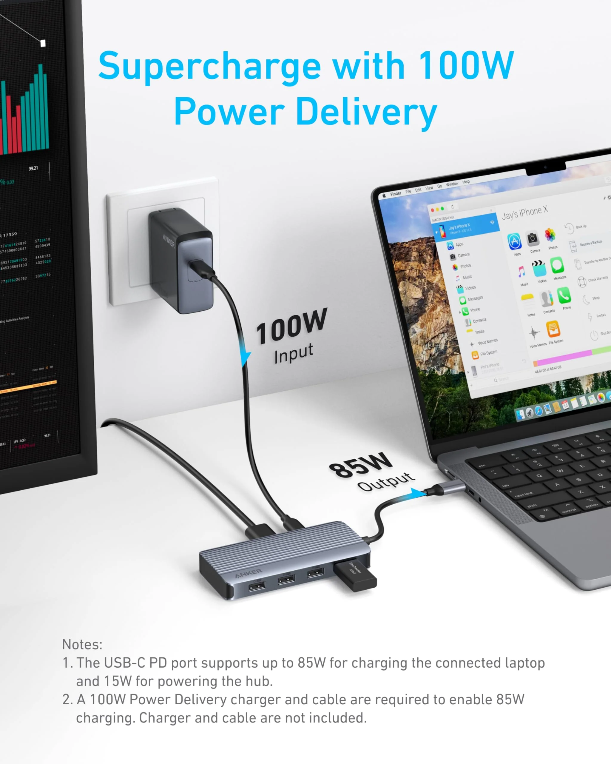 Anker 7-in-1 USB-C Hub, Dual Monitor USB C Docking Station, Dual HDMI Display 85W Max Output, 10Gbps Data Transfers - Image 5