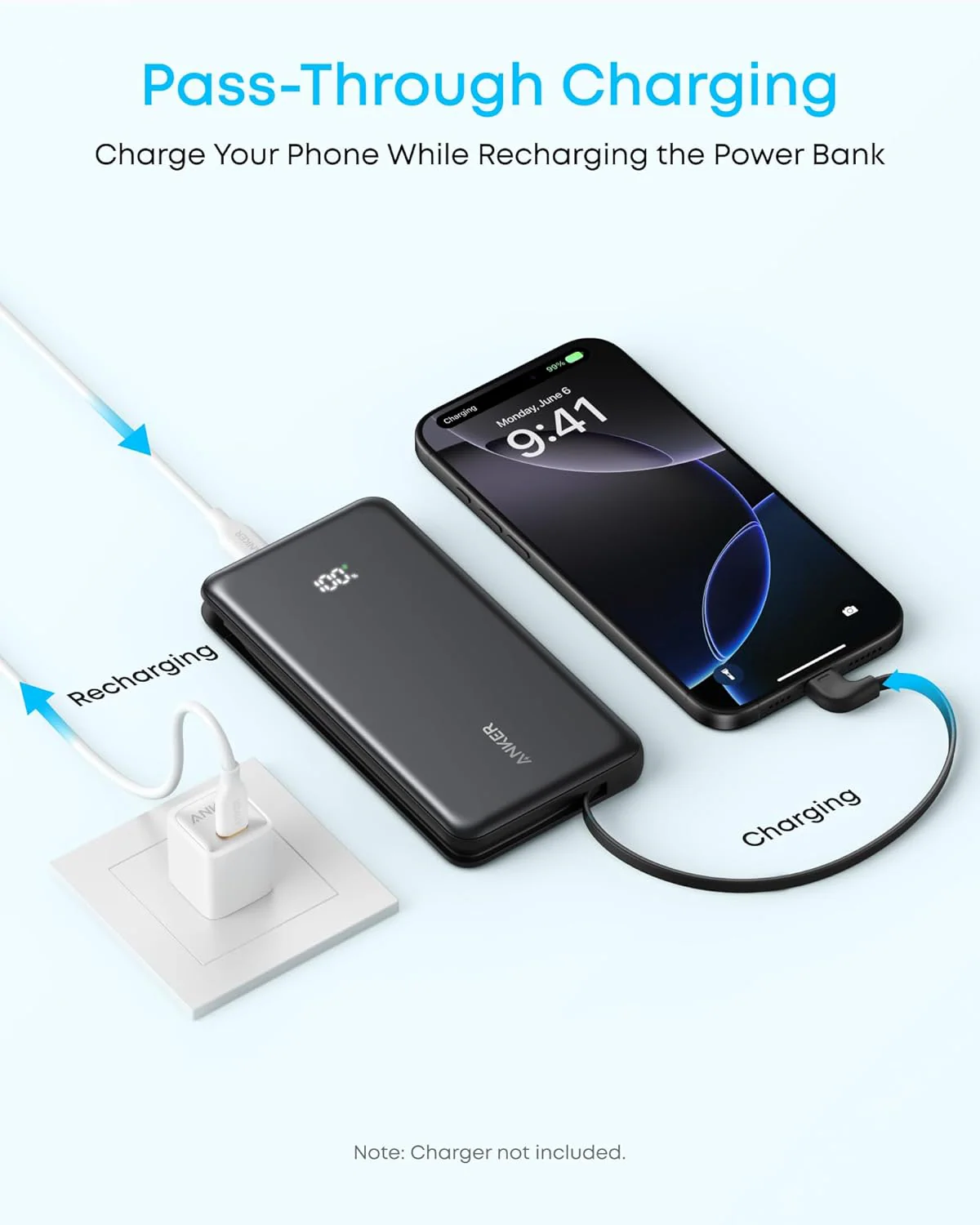 ANKER ZOLO POWER BANK 10K 22.5W BUILT IN USB -C CABLE EUROPE BLACK - Image 4