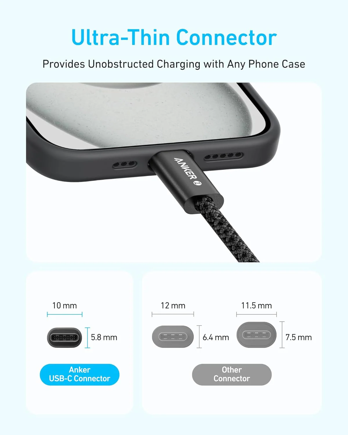 Anker Braided and Dirt-Free Type-C Fast Charging Cable(240W)(1.8m) - Black - Image 4