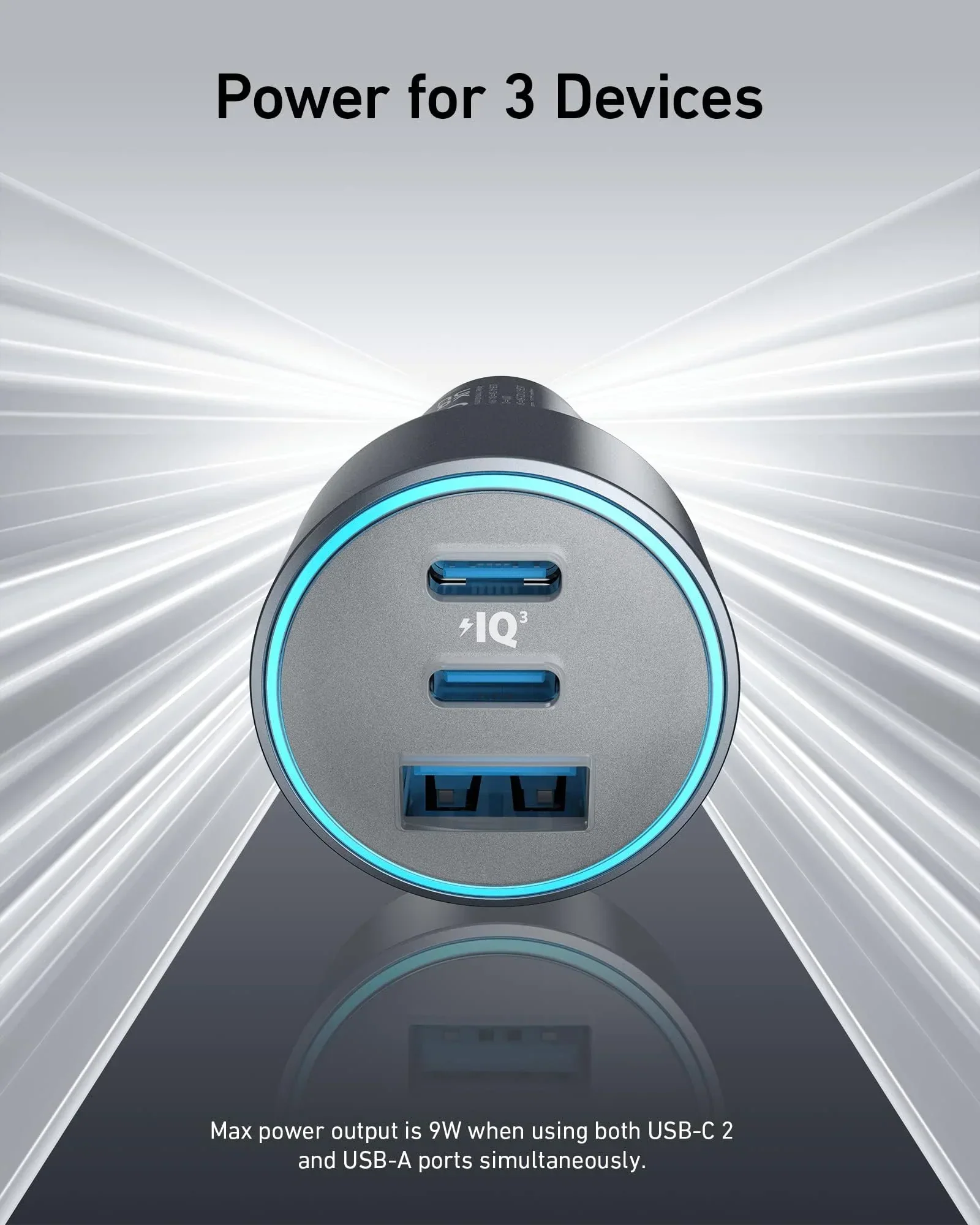 Anker Car Charger (167.5W, 3 Ports) with cable bundle Gray - Image 2