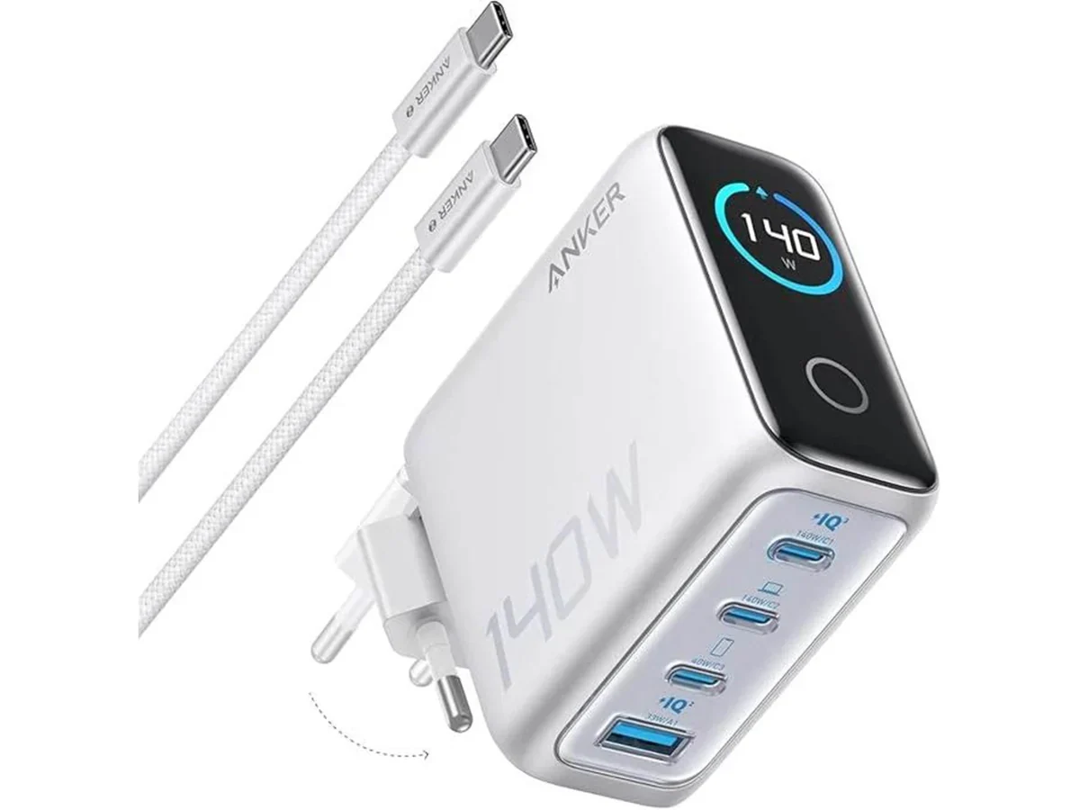 Anker Charger (140W, 4-Port, PD 3.1) with USB-C - Black/White - Image 2
