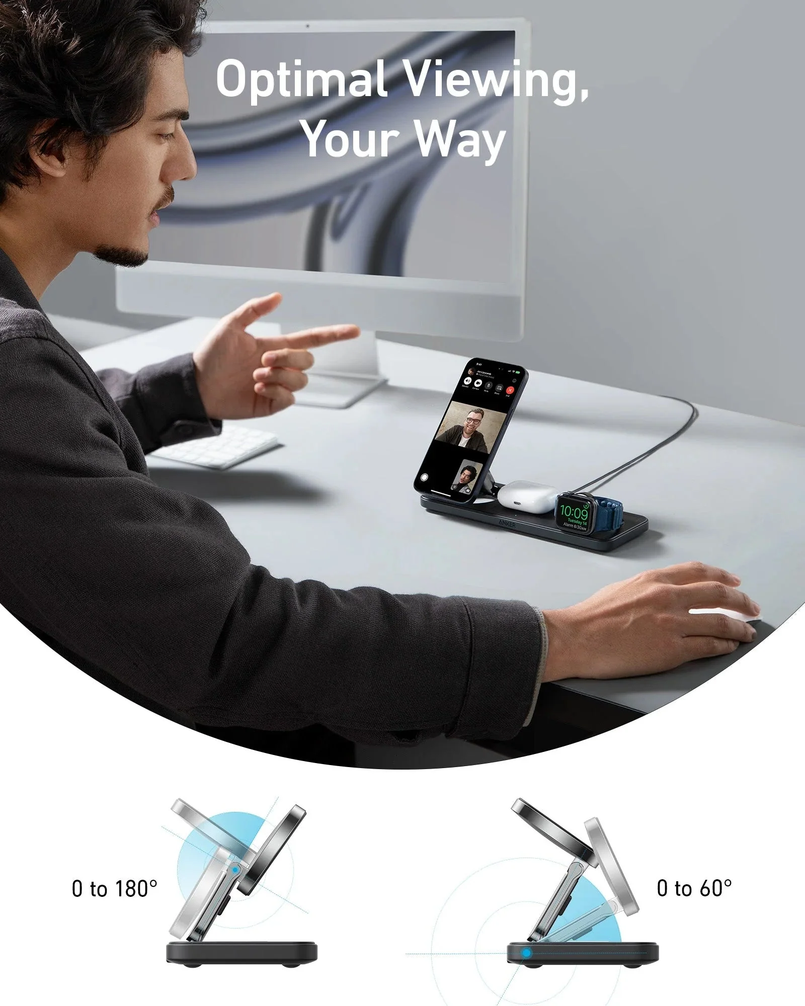 Anker MagGo Wireless Charging Station (15W, 3-in-1 Pad) - Image 2