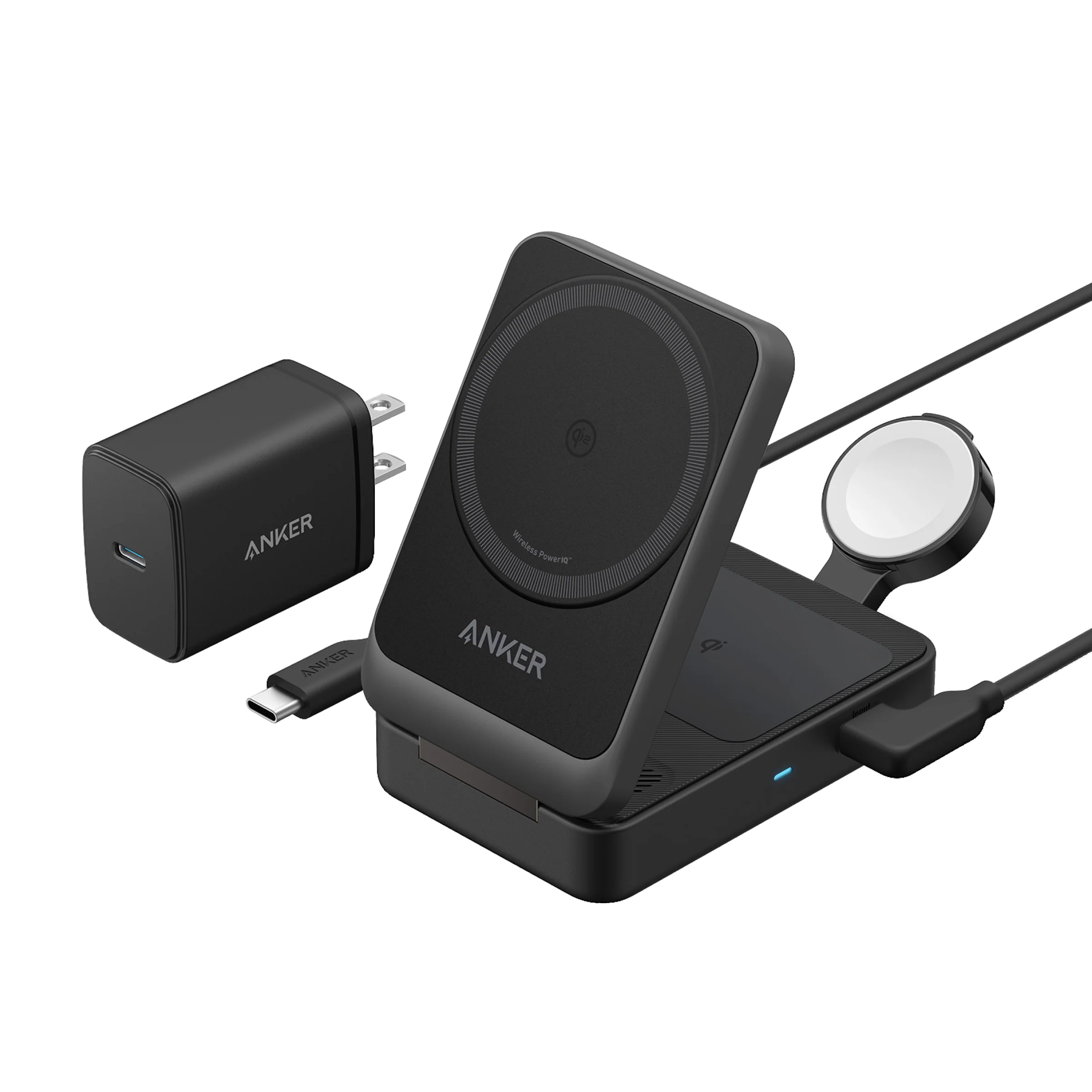 Anker MagGo Wireless Charging Station (15W, Foldable 3-in-1)