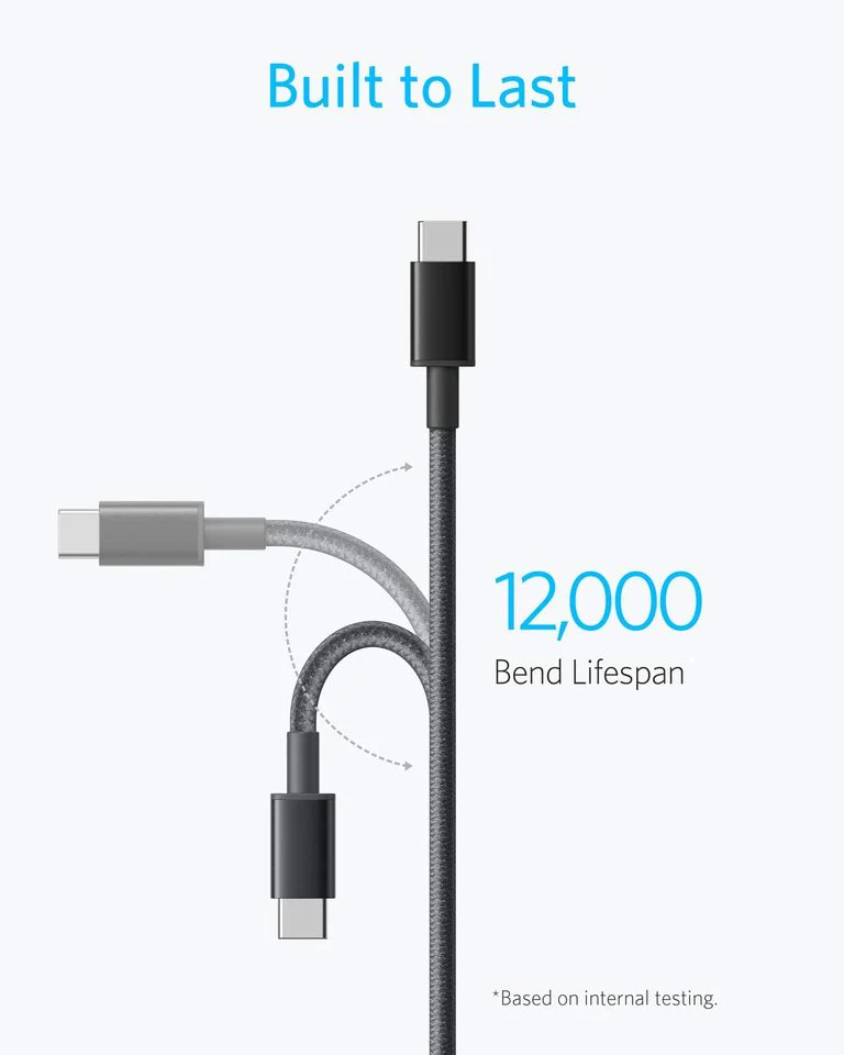 Anker New Nylon USB-C to USB-C 2.0 Cable 6FT - Black - Image 4