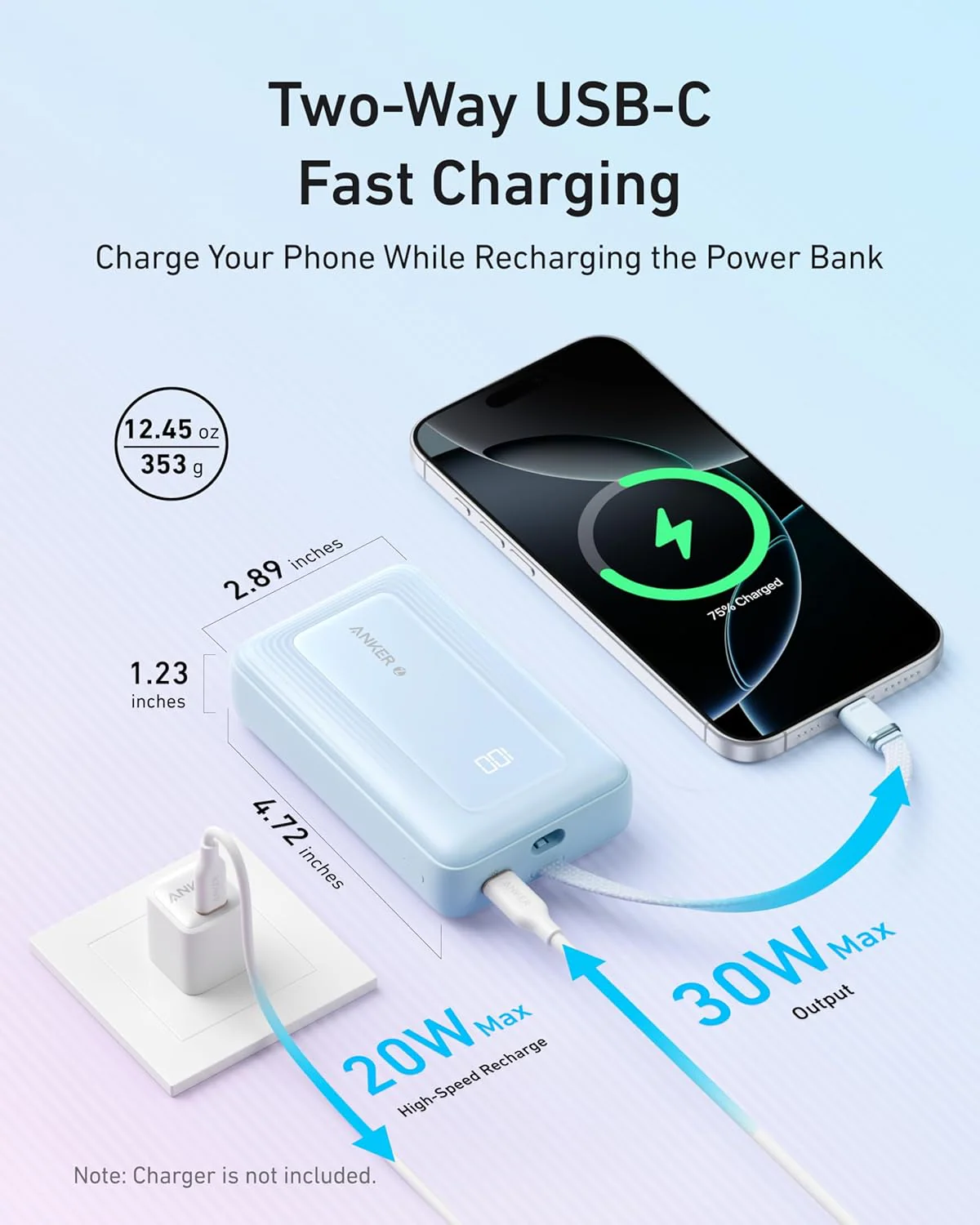 Anker Power Bank (20K- 30W- Built-In USB-C Cable) Zolo - Image 3