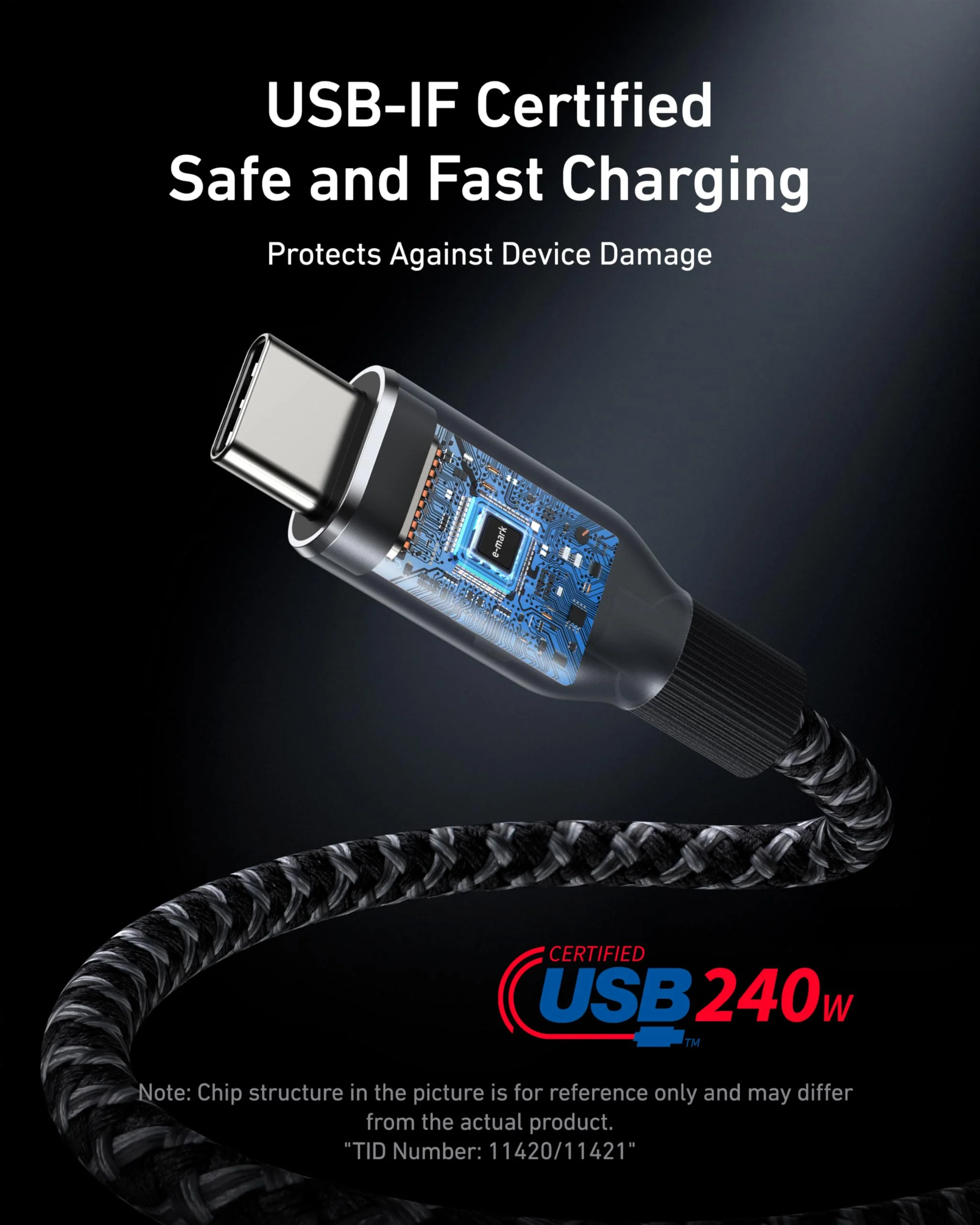 Anker Prime USB-C to USB-C Cable (6FT, 240W, Upcycled-Braided)- Black - Image 2