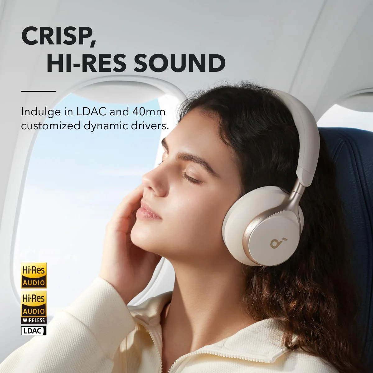 Anker SoundCore Space One ANC Headphones – Latte Cream - Image 4