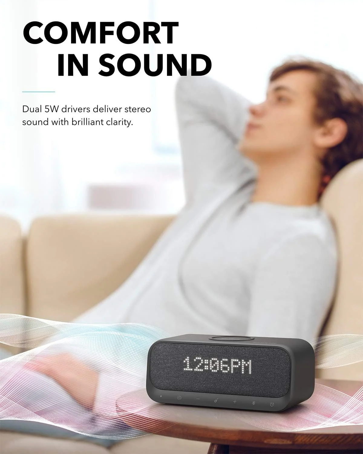 Anker Soundcore Wakey Bluetooth Speakers with Alarm - White - Image 2