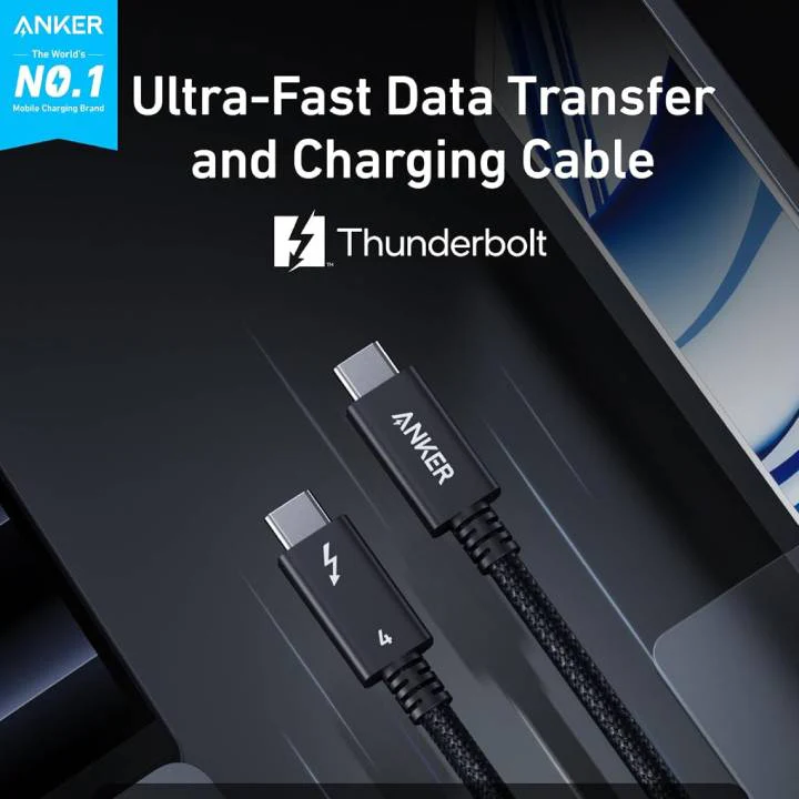 ANKER THUNDERBOLT 4 CABLE ULTRA FAST DATA TRANSFER 3.3FT/240W/40GBPS/BRAIDED - Image 2