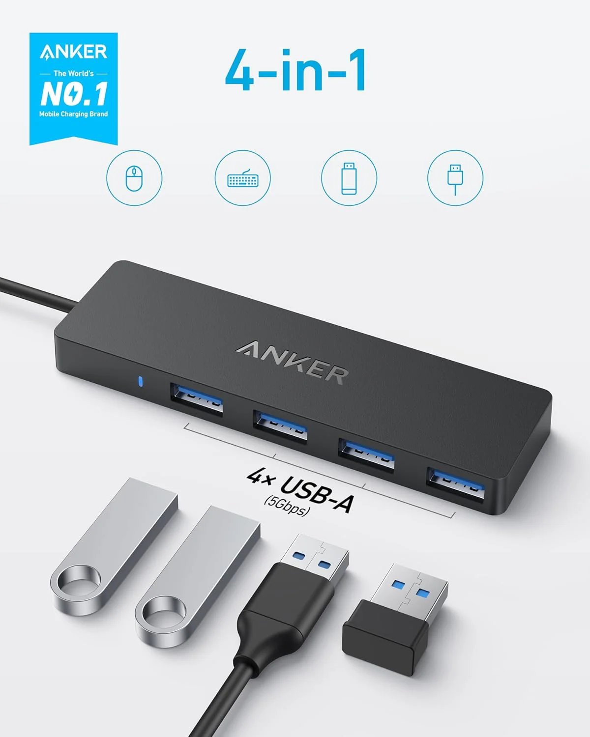 Anker USB-C Data Hub (4-in-1 5Gbps) - Black - Image 2