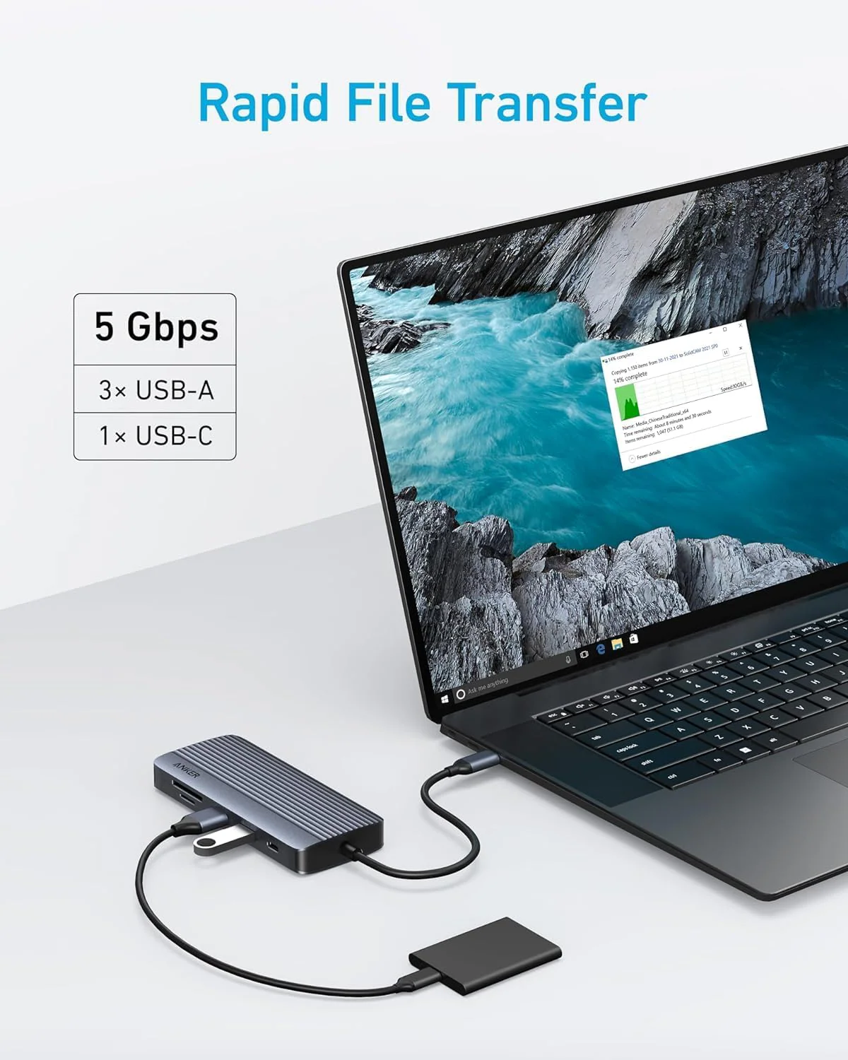 Anker USB-C Hub (10-in-1, Dual display) Gray - Image 3