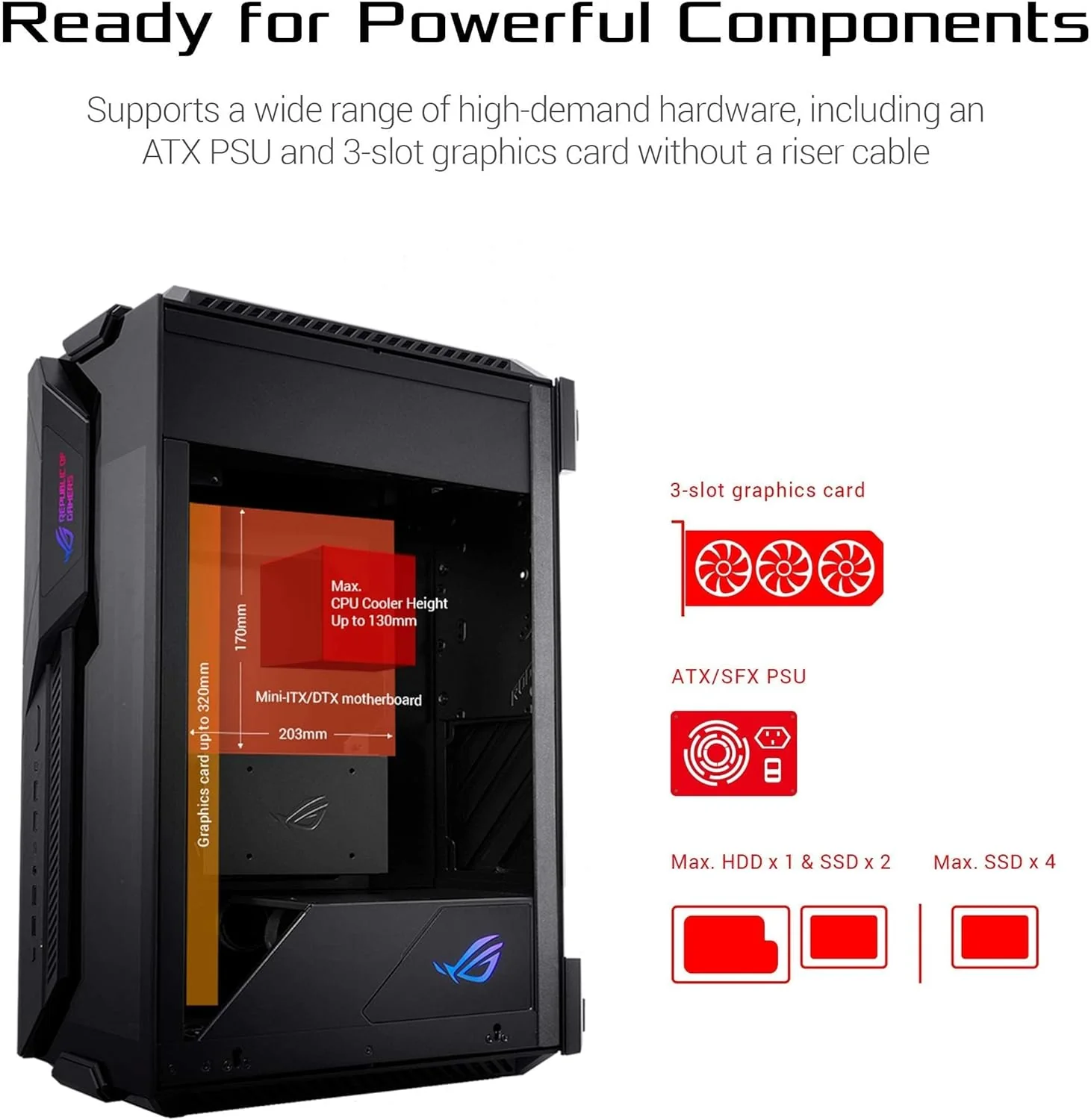 ASUS GR101 ROG Z11 Mini-ITX/DTX with Patented 11° Tilt Design ATX Gaming Case - Image 4