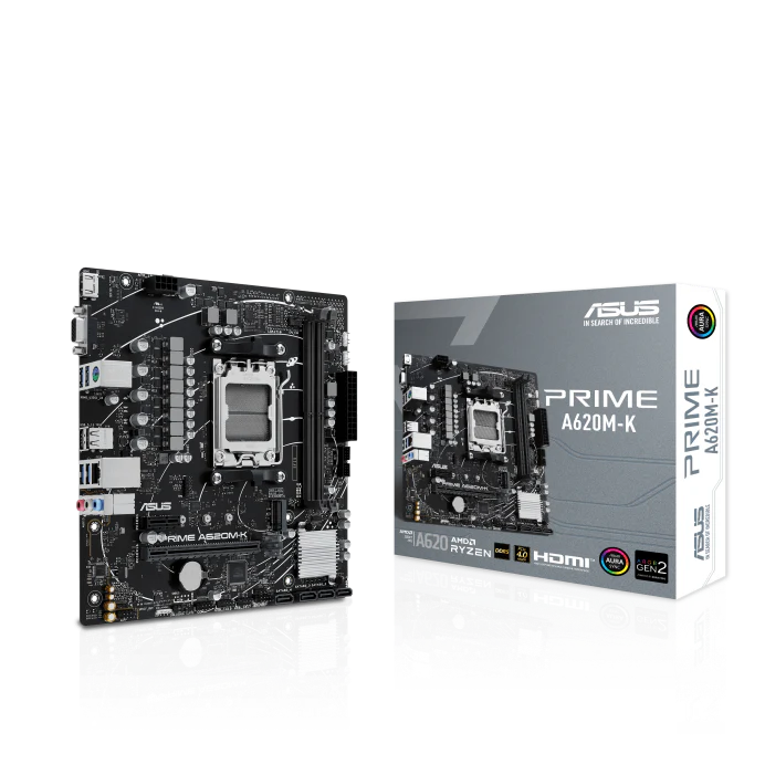 ASUS PRIME A620M-K mATX Motherboard, AMD AM5 Socket, AMD A620 Chipset, 2x DIMM DDR5