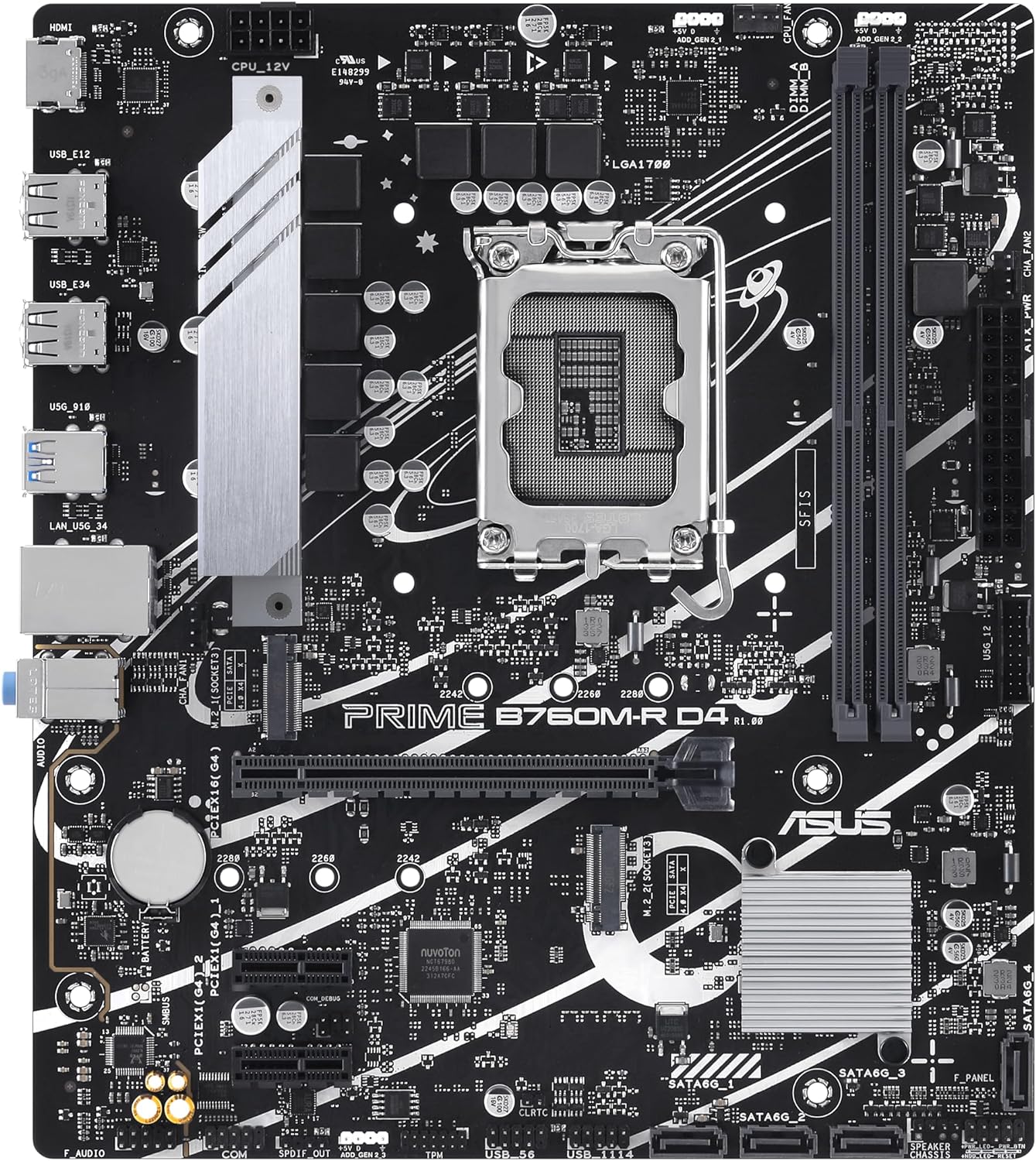 ASUS PRIME B760M-R D4, an IntelĀ® LGA 1700 micro-ATX motherboard - Image 2