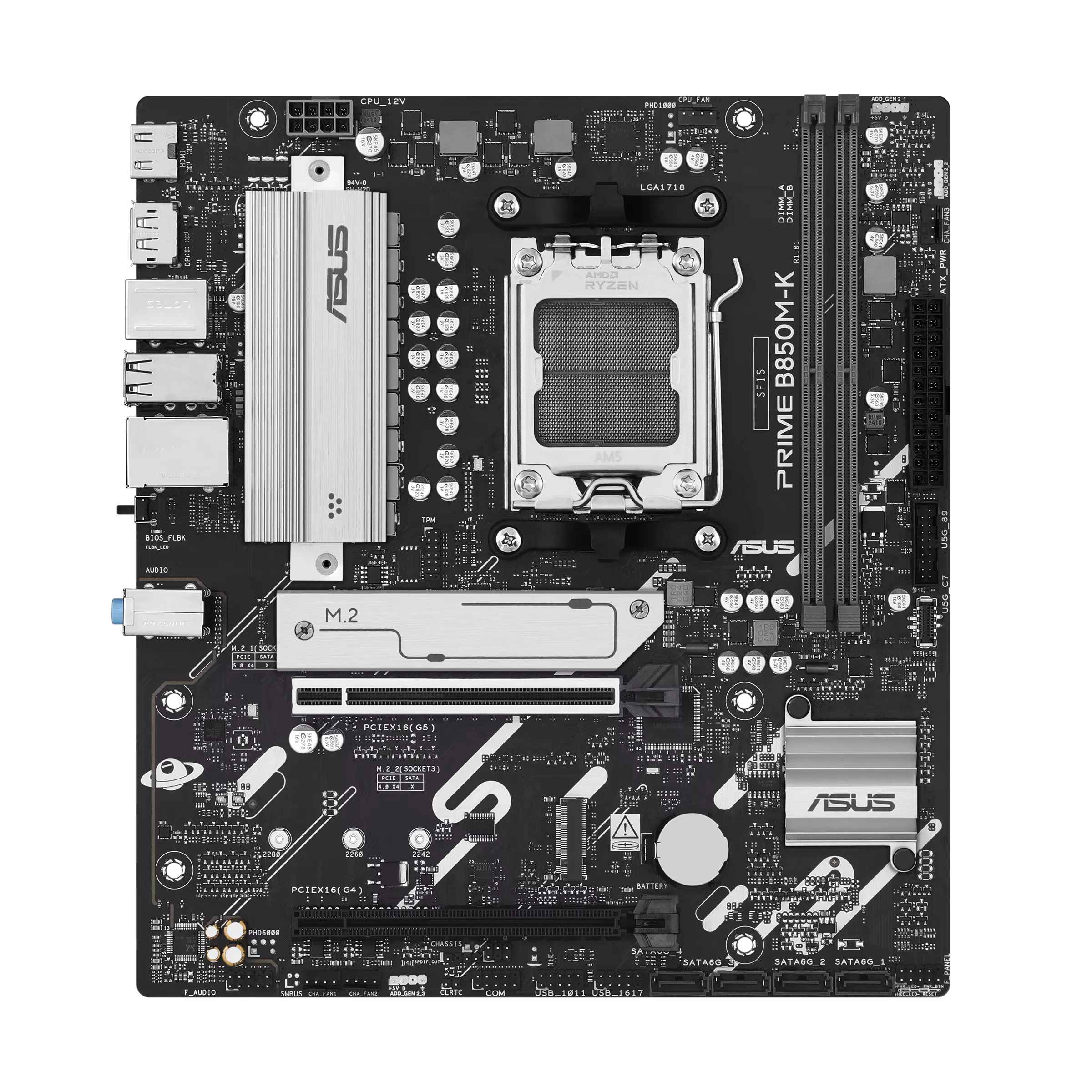 ASUS PRIME B850M-K AM5 Micro ATX AMD B850 Chipset, 2x DDR5 UDIMM Slots