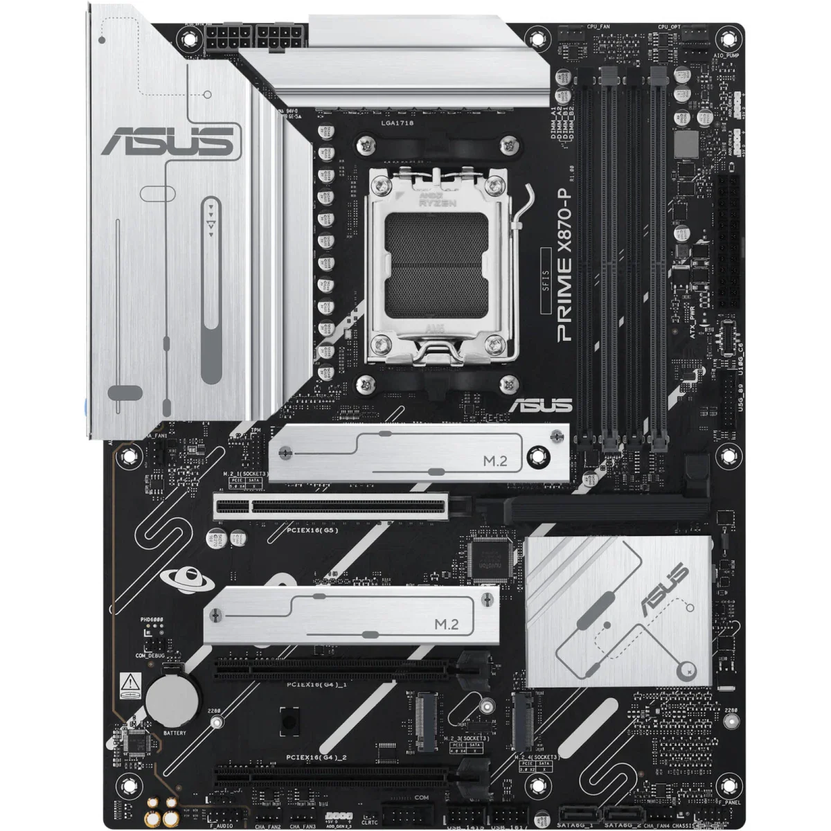 ASUS Prime X870-P AMD X870 AM5 ATX 4x M.2 Slots DDR5 USB 3.2 Gen 2x2 Type-C® USB4® Header & 2.5Gb Ethernet Motherboard - Image 2