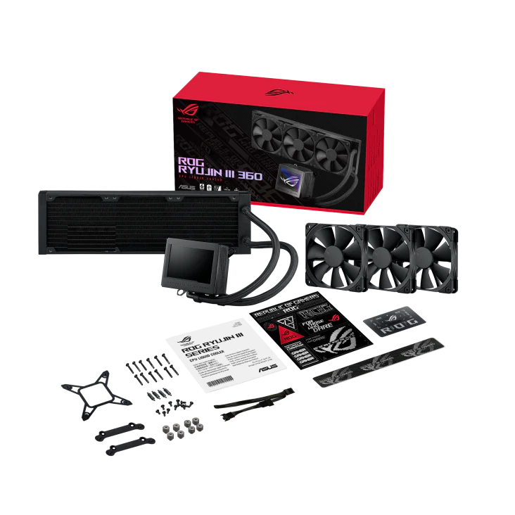 ASUS ROG RYUJIN III 360 AIO Liquid CPU Cooler with 3.5" LCD Display, Asetek 8th Gen Pump Black - Image 5