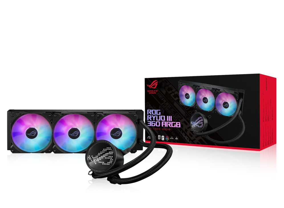 ASUS ROG Ryuo III 360 AIO Liquid CPU Cooler, 8th Gen Asetek Pump, Anime Matrix LED, 2200 RPM Speed Black - Image 2