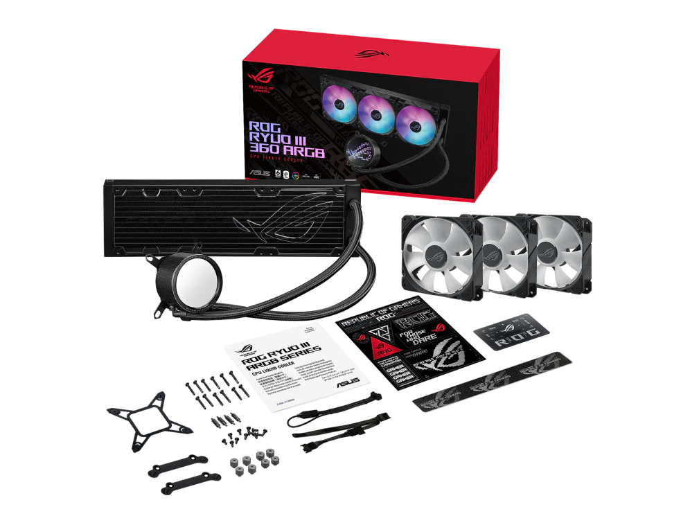 ASUS ROG Ryuo III 360 AIO Liquid CPU Cooler, 8th Gen Asetek Pump, Anime Matrix LED, 2200 RPM Speed Black - Image 4