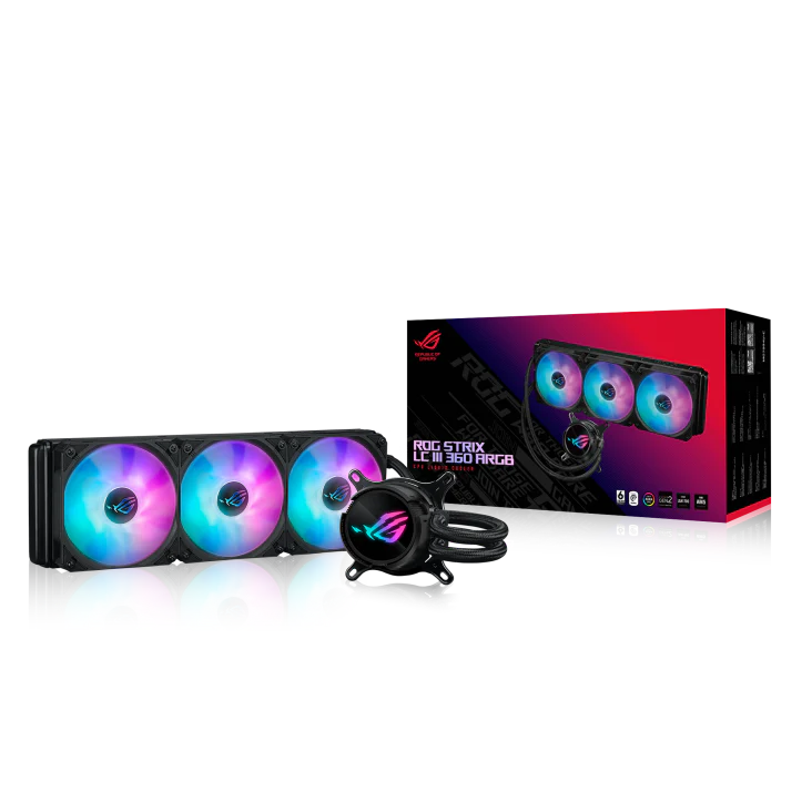 ASUS ROG Strix LC III 360 ARGB CPU Liquid Cooling, 360mm Radiator, 3x ROG Strix AF-12S aRGB 120mm Fans Black - Image 2