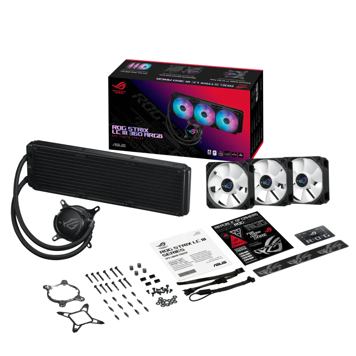 ASUS ROG Strix LC III 360 ARGB CPU Liquid Cooling, 360mm Radiator, 3x ROG Strix AF-12S aRGB 120mm Fans Black - Image 5