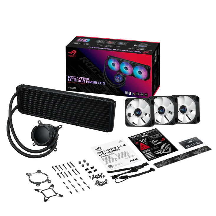 ASUS ROG Strix LC III 360 ARGB LCD CPU Liquid Cooling, 360mm Radiator, 3x ROG STRIX AF-12S ARGB 120mm Fans Black - Image 5