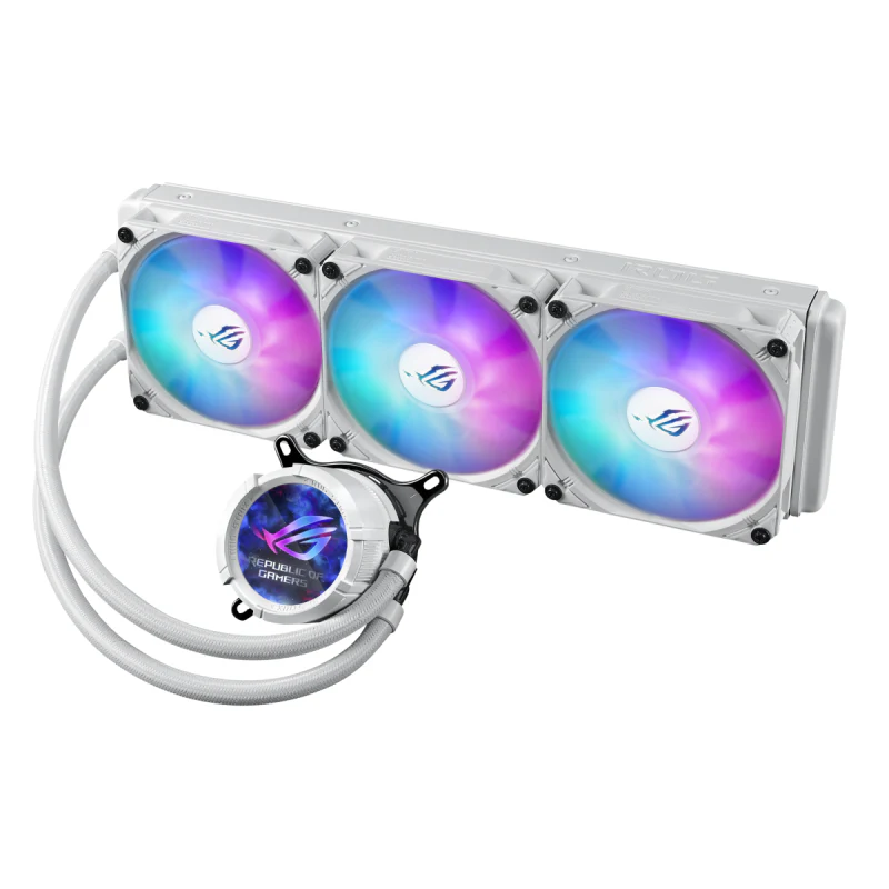 ASUS ROG Strix LC III 360 ARGB LCD CPU Liquid Cooling, 360mm Radiator, 3x ROG STRIX AF-12S ARGB 120mm Fans White - Image 2