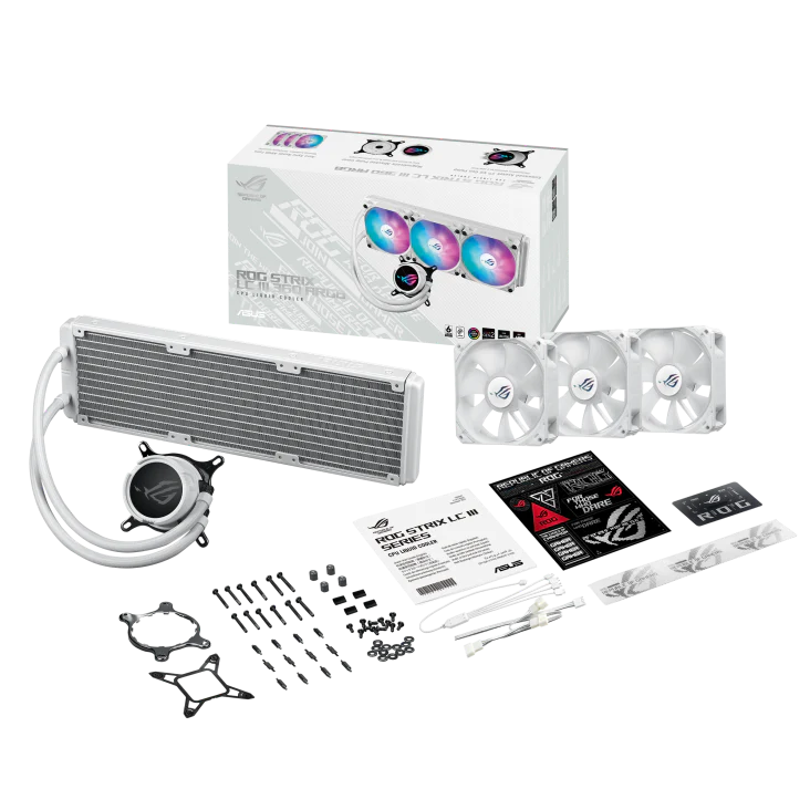 ASUS ROG Strix LC III 360 ARGB CPU Liquid Cooling, 360mm Radiator, 3x ROG STRIX AF-12S ARGB 120mm Fans White - Image 5
