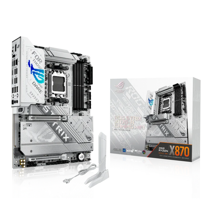 ASUS ROG STRIX X870-A GAMING WIFI ATX Motherboard, AMD X870 Chipset, 4x DIMM DDR5 White