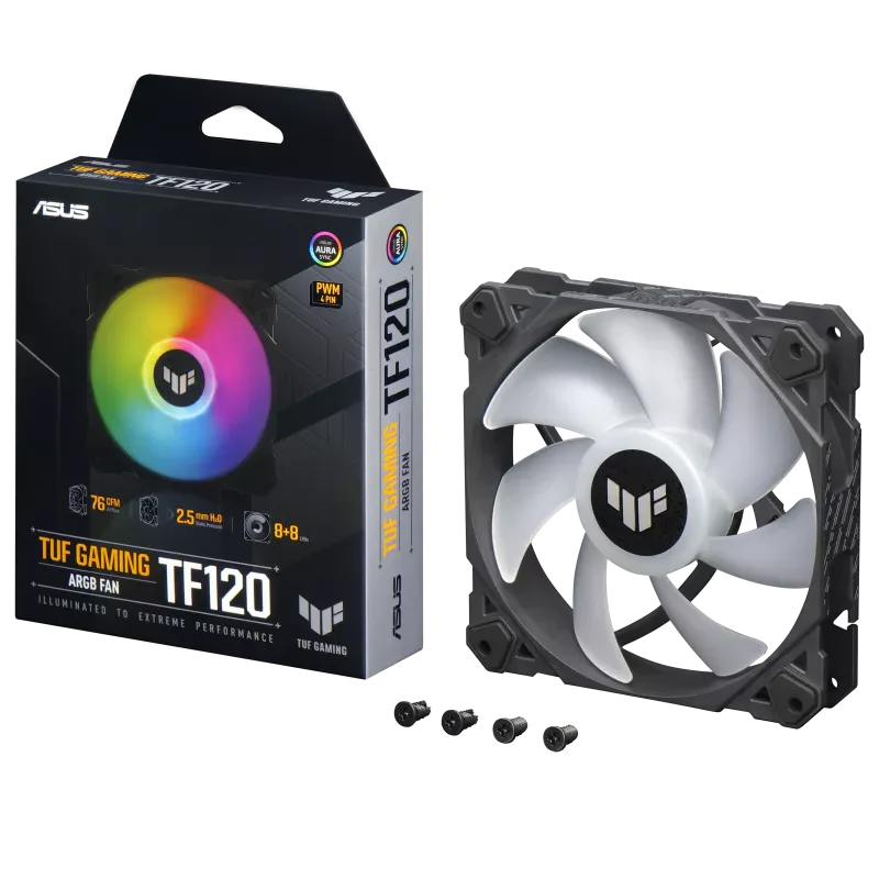 ASUS TUF Gaming TF120 ARGB Case Fan, Aura Sync Compatibility, 12cm Fan Black - Image 2