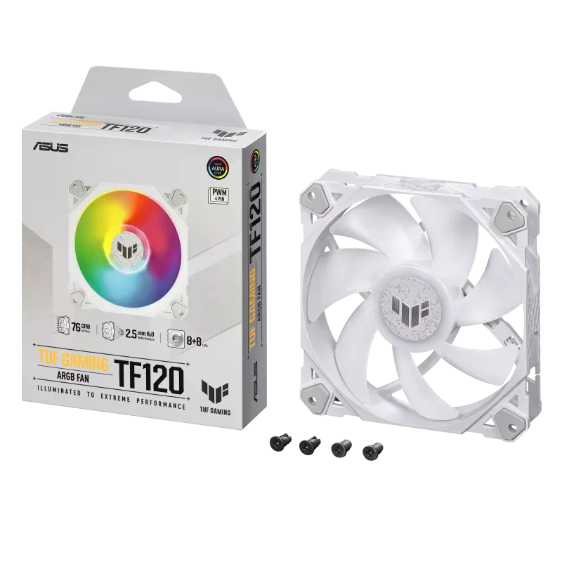 ASUS TUF Gaming TF120 ARGB Case Fan, Aura Sync Compatibility, 12cm Fan White - Image 5