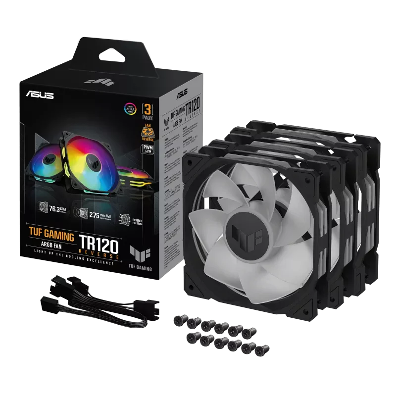 ASUS TUF Gaming TR120 ARGB Reverse Blade Fan, 120mm 3in1 Fan Black - Image 5