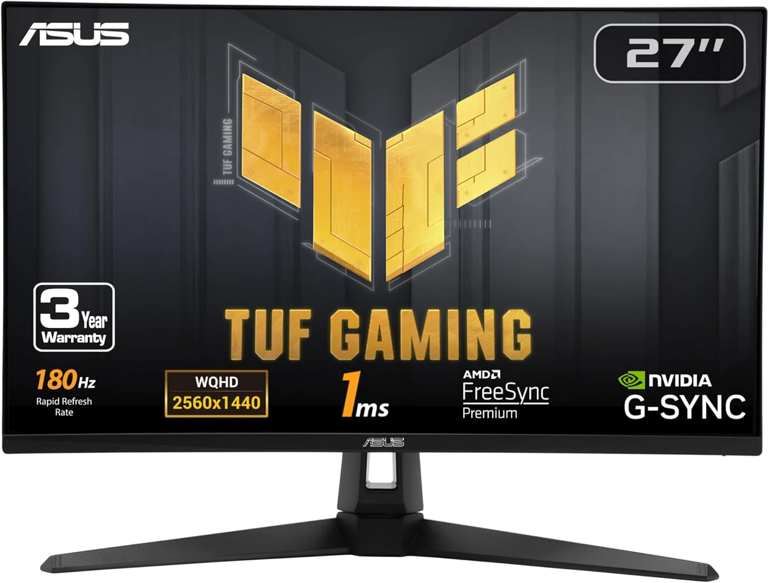 ASUS TUF Gaming VG27AQ3A 27", 2K, 180Hz, Fast IPS, 1ms, G-Sync Gaming Monitor