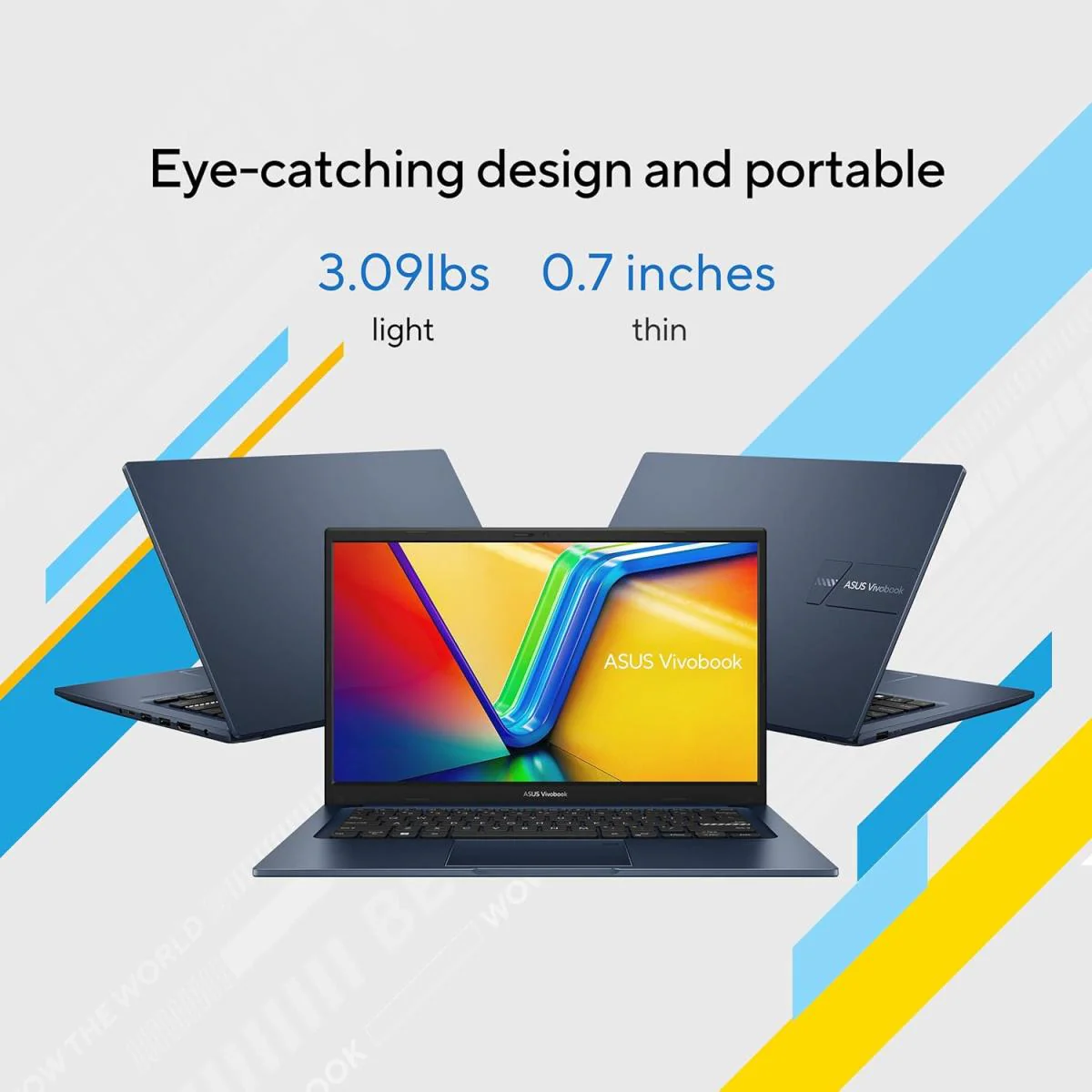 ASUS Vivobook 14 intel i5-1334U Ram 8GB DDR4 SSD 512GB Iris Xe Graphics - Screen 14" FHD ANTI-GLARE - Quiet Blue - Image 6