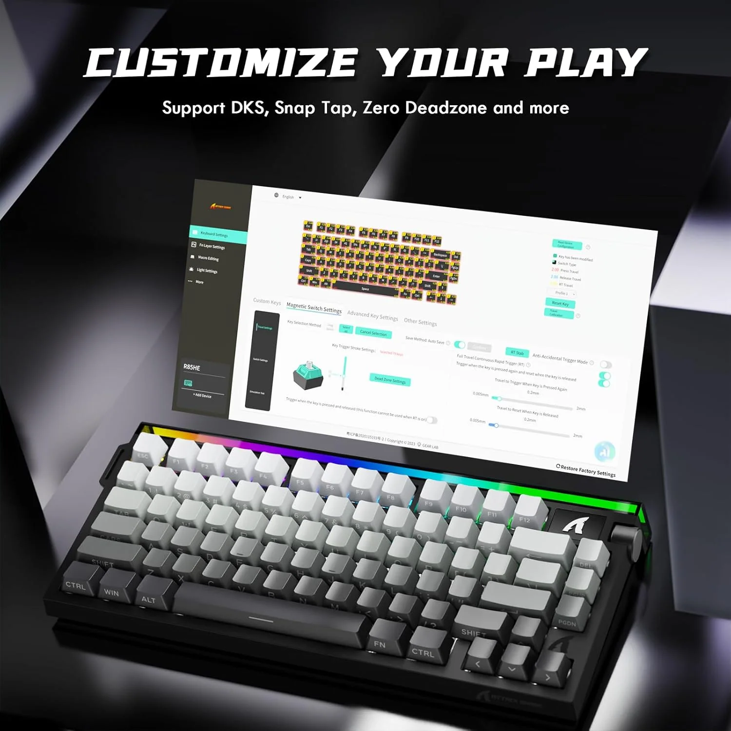 ATTACK SHARK R85 HE WIRD MAGNETIC SWITCH KEYBOARD MOONLIT NIGHT - Image 3
