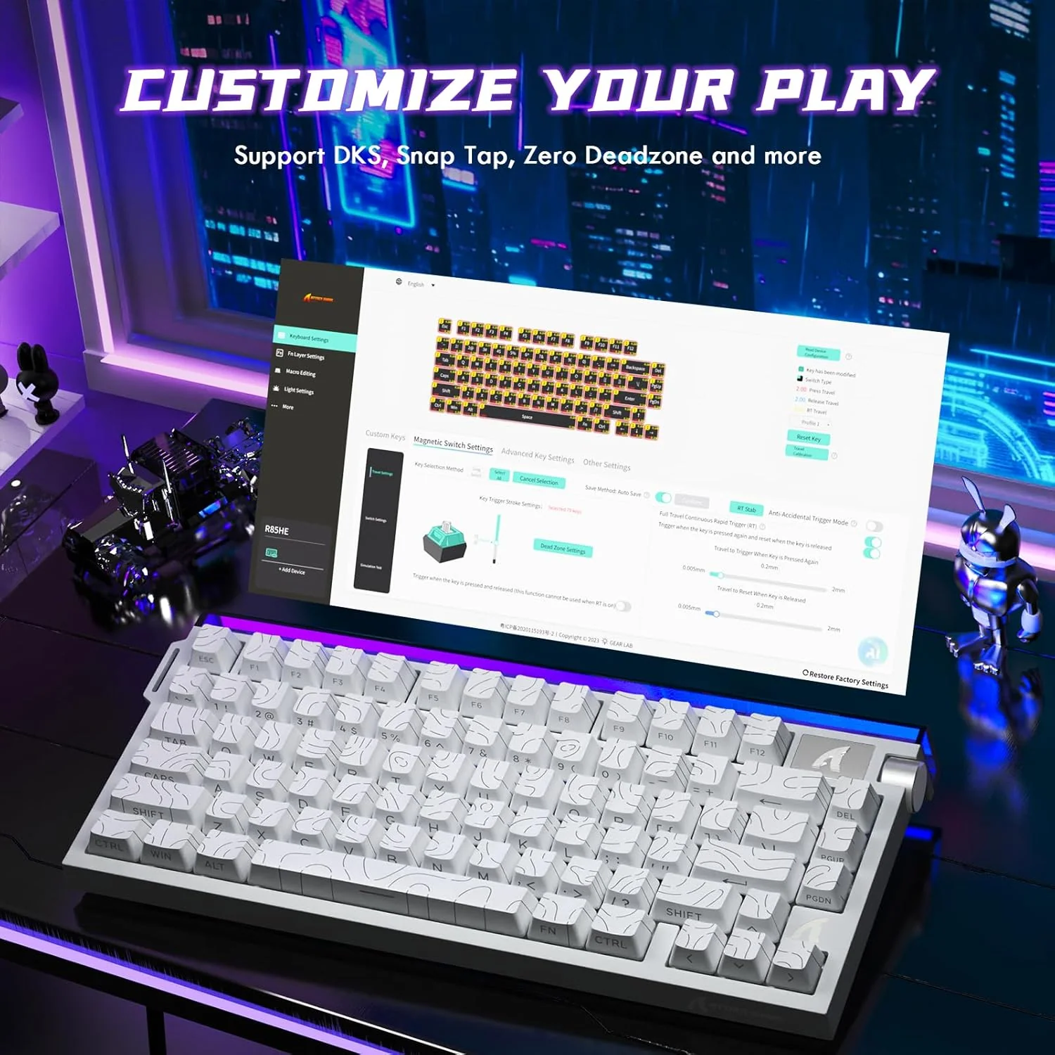 ATTACK SHARK R85 HE WIRD MAGNETIC SWITCH KEYBOARD White Contour - Image 6