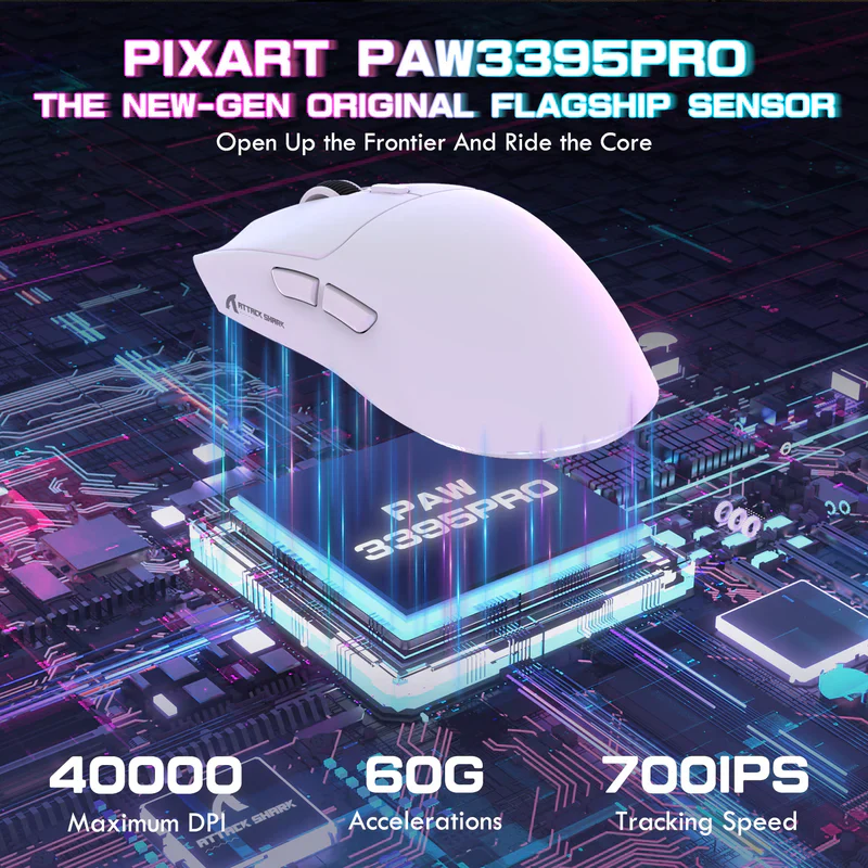 ATTACK SHARK X1 PAW-3395 Wireless Gaming Mouse - Black - Image 4