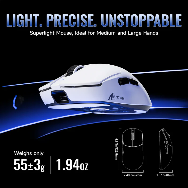 ATTACK SHARK X8 SE Wireless Gaming Mouse - Black - Image 5