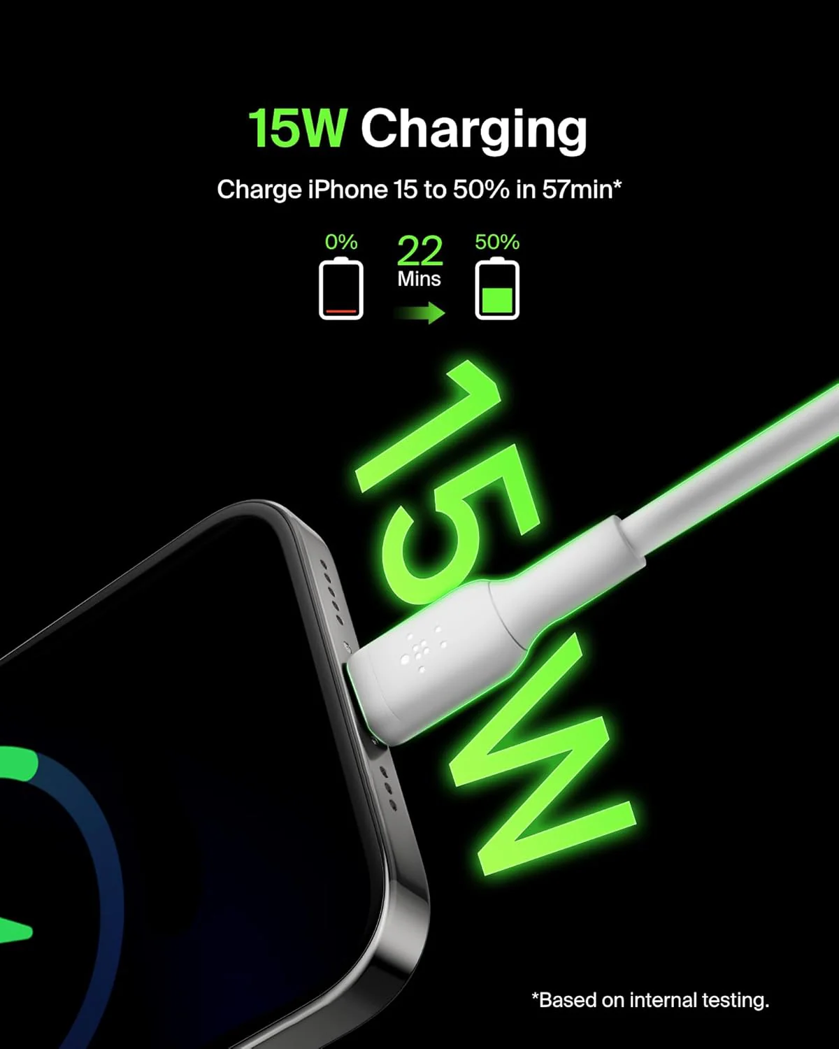 Belkin Boost Charge  USB-A to USB-C Cable, 1M - White - Image 4