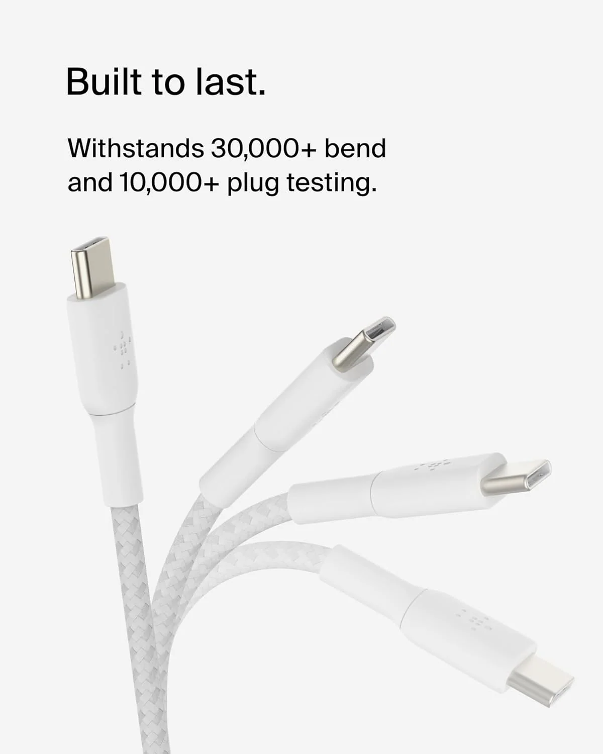 Belkin BoostCharge USB-C to USB-C Braided Cable, 1M, White - Image 2