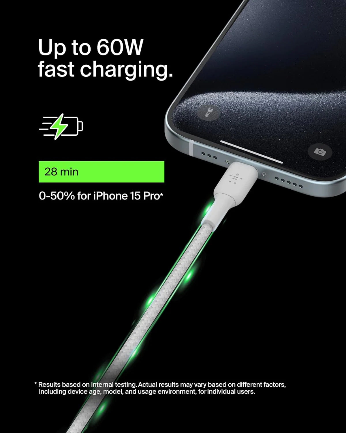 Belkin BoostCharge USB-C to USB-C Braided Cable, 1M, White - Image 3