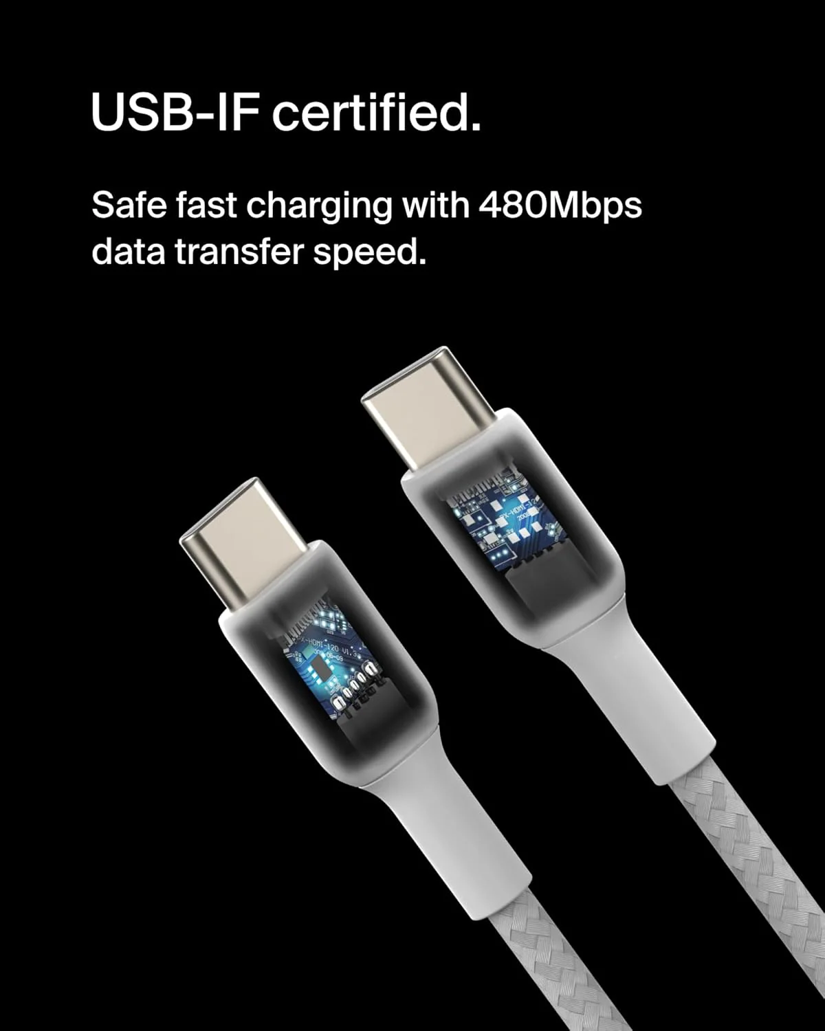 Belkin BoostCharge USB-C to USB-C Braided Cable, 1M, White - Image 5