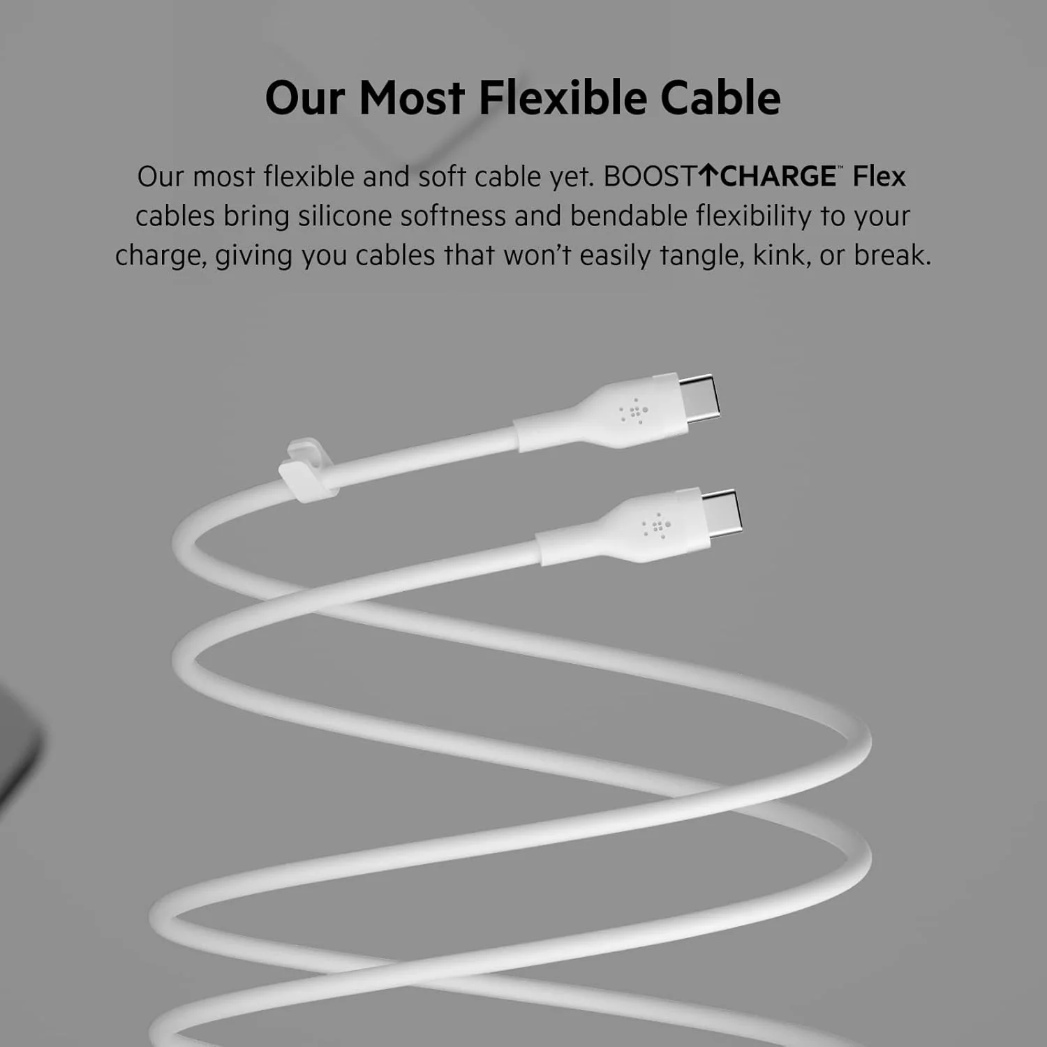Belkin BoostCharge Flex USB-C to USB-C Silicone Cable, 3M - White - Image 5