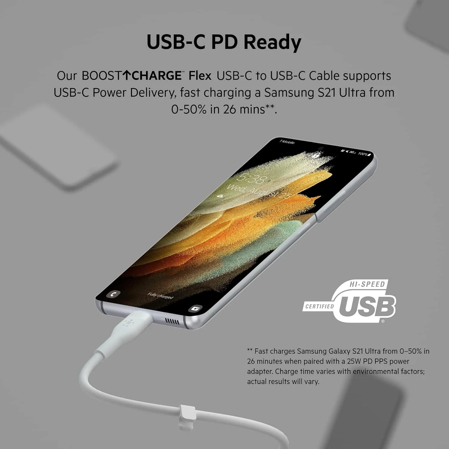 Belkin BoostCharge Flex USB-C to USB-C Silicone Cable, 3M - White - Image 6