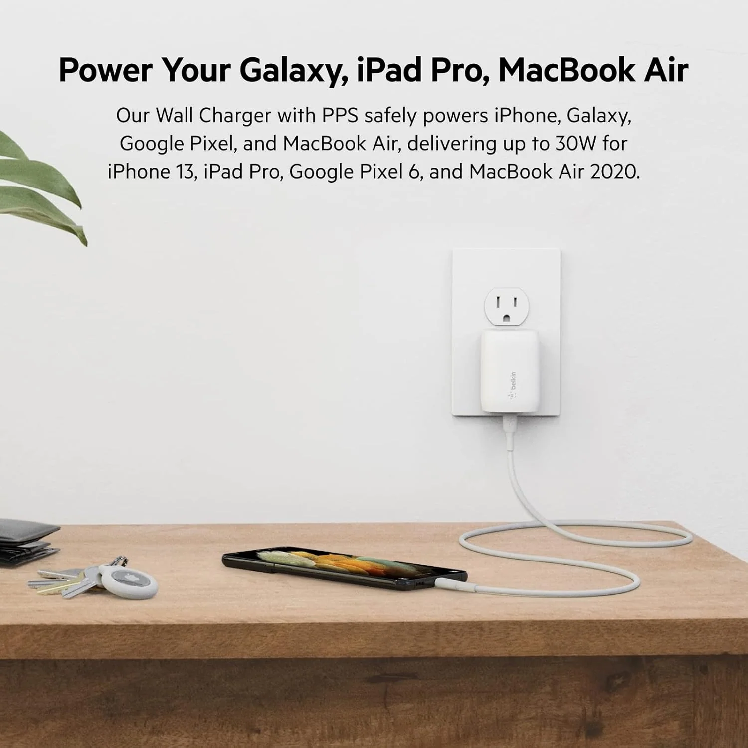 Belkin Dual USB-C 1x Up to 30W - White - Image 2