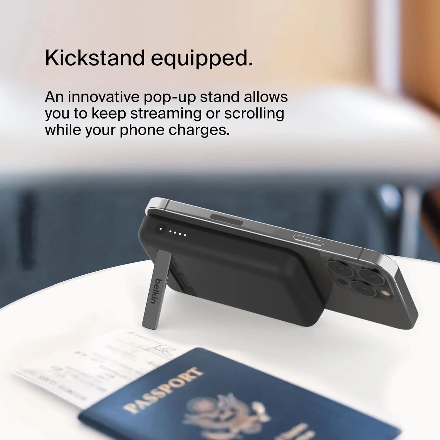 Belkin Magnetic Wireless Power Bank 5K with Stand - Black - Image 2
