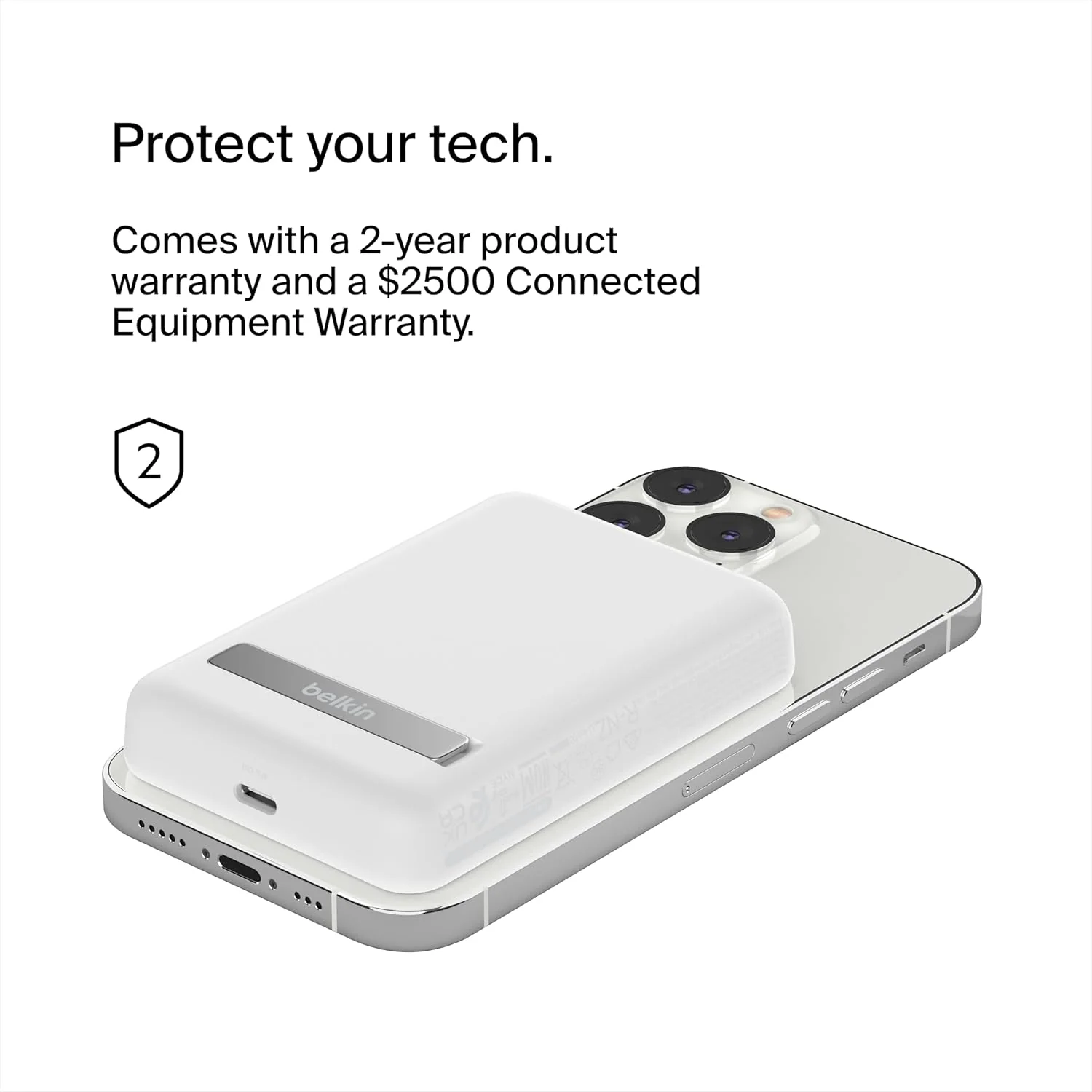 Belkin Magnetic Wireless Power Bank 5K with Stand - White - Image 3